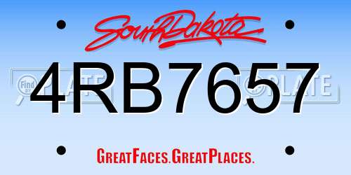 4RB7657 South Dakota License Plate