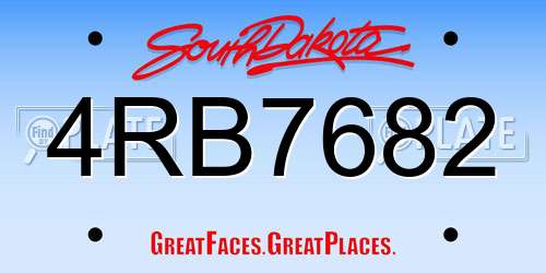 4RB7682 South Dakota License Plate