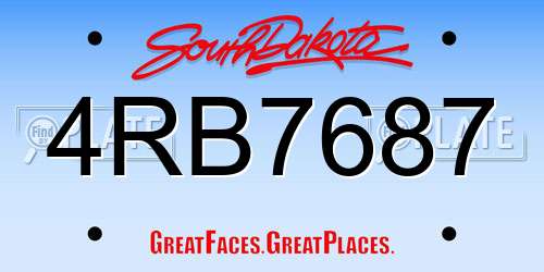 4RB7687 South Dakota License Plate