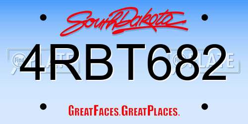 4RBT682 South Dakota License Plate