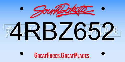 4RBZ652 South Dakota License Plate