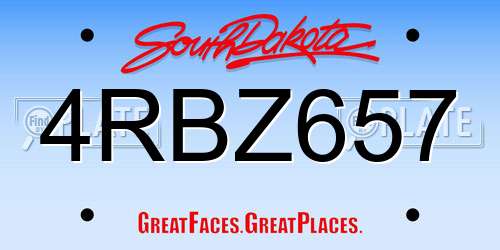 4RBZ657 South Dakota License Plate