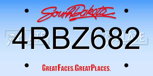 4RBZ682 South Dakota License Plate