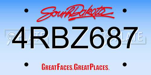 4RBZ687 South Dakota License Plate