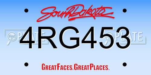 4RG453 South Dakota License Plate
