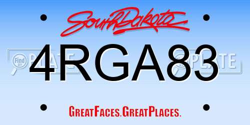 4RGA83 South Dakota License Plate
