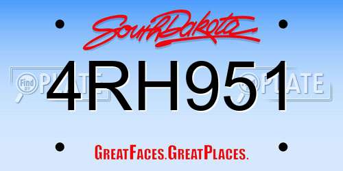 4RH951 South Dakota License Plate