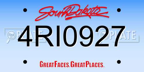 4RI0927 South Dakota License Plate