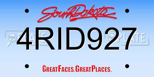 4RID927 South Dakota License Plate