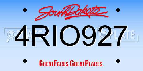 4RIO927 South Dakota License Plate