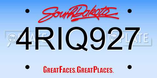 4RIQ927 South Dakota License Plate