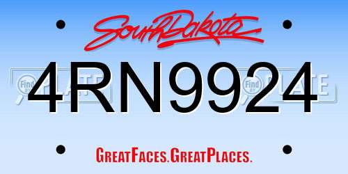 4RN9924 South Dakota License Plate