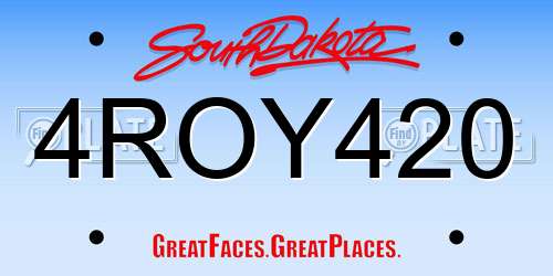 4ROY420 South Dakota License Plate