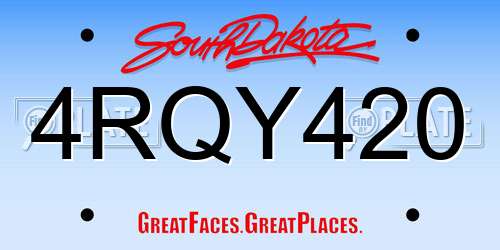 4RQY420 South Dakota License Plate