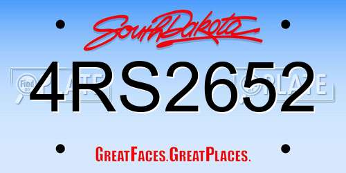 4RS2652 South Dakota License Plate