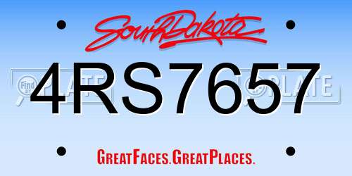 4RS7657 South Dakota License Plate