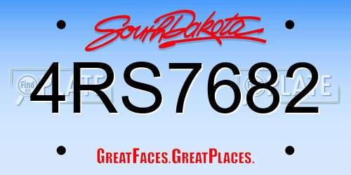 4RS7682 South Dakota License Plate