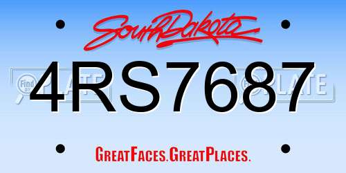 4RS7687 South Dakota License Plate