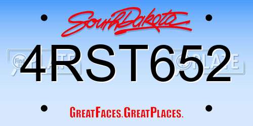 4RST652 South Dakota License Plate