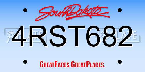 4RST682 South Dakota License Plate