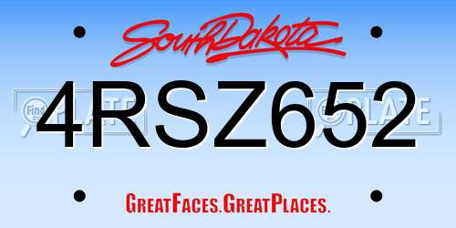 4RSZ652 South Dakota License Plate