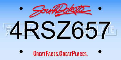 4RSZ657 South Dakota License Plate