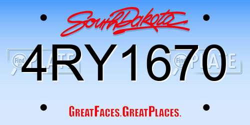4RY1670 South Dakota License Plate