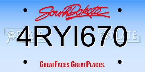 4RYI670 South Dakota License Plate