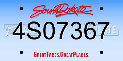 4S07367 South Dakota License Plate
