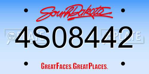 4S08442 South Dakota License Plate