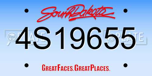4S19655 South Dakota License Plate