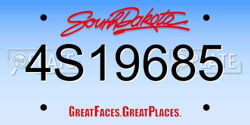 4S19685 South Dakota License Plate