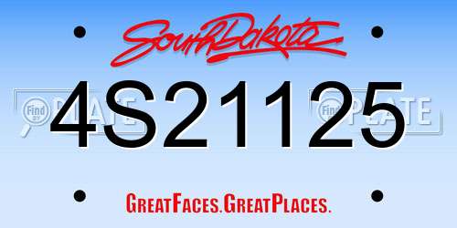4S21125 South Dakota License Plate