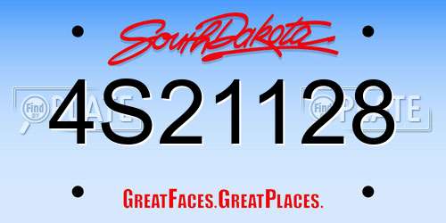 4S21128 South Dakota License Plate