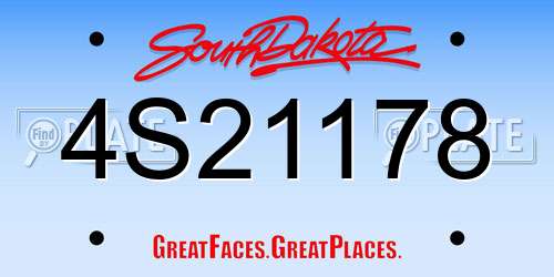 4S21178 South Dakota License Plate