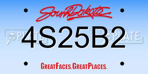 4S25B2 South Dakota License Plate