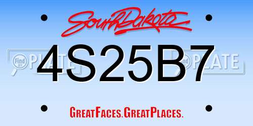 4S25B7 South Dakota License Plate