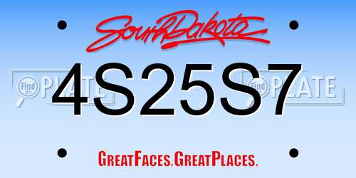 4S25S7 South Dakota License Plate