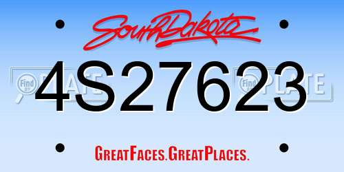 4S27623 South Dakota License Plate