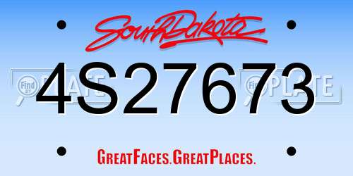 4S27673 South Dakota License Plate