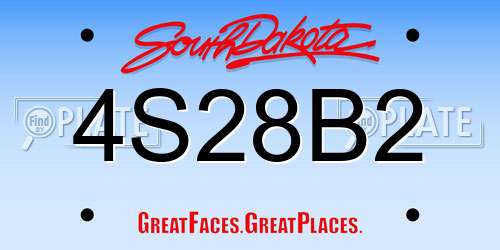 4S28B2 South Dakota License Plate