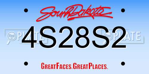 4S28S2 South Dakota License Plate