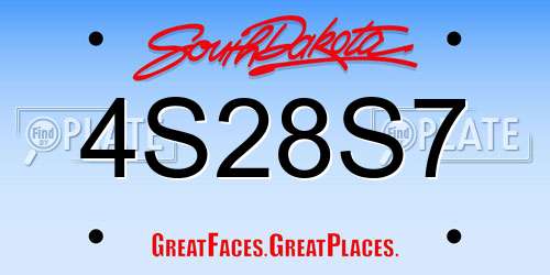 4S28S7 South Dakota License Plate
