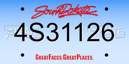 4S31126 South Dakota License Plate
