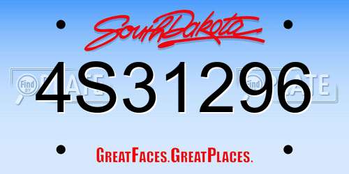 4S31296 South Dakota License Plate