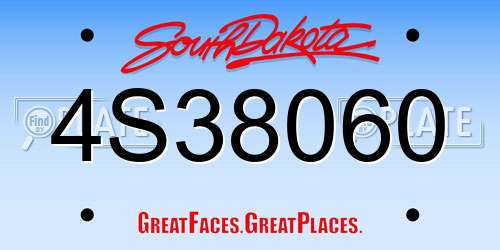 4S38060 South Dakota License Plate