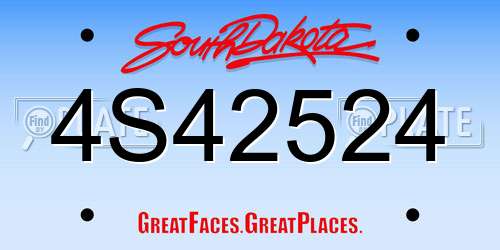 4S42524 South Dakota License Plate