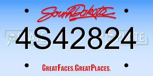 4S42824 South Dakota License Plate