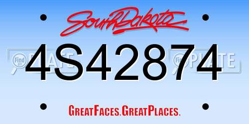 4S42874 South Dakota License Plate