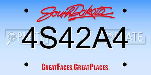 4S42A4 South Dakota License Plate